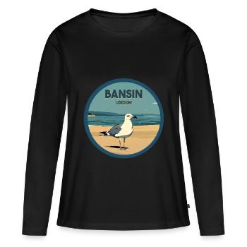 Bansin Moewe - Frauen Premium Bio Langarmshirt - Schwarz - Vorne - Julia (174cm)