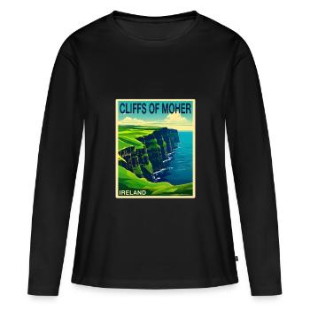 falaises de moher Irlande - T-shirt manches longues Premium bio Femme - noir - Devant - Julia (174cm)