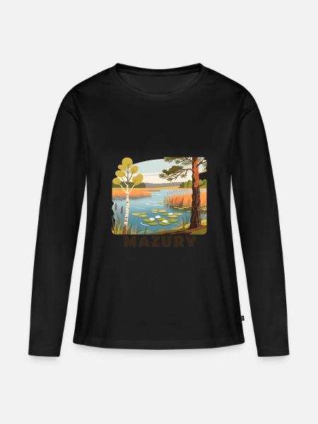 Masuren Mazury Polen - Frauen Premium Bio Langarmshirt - Schwarz