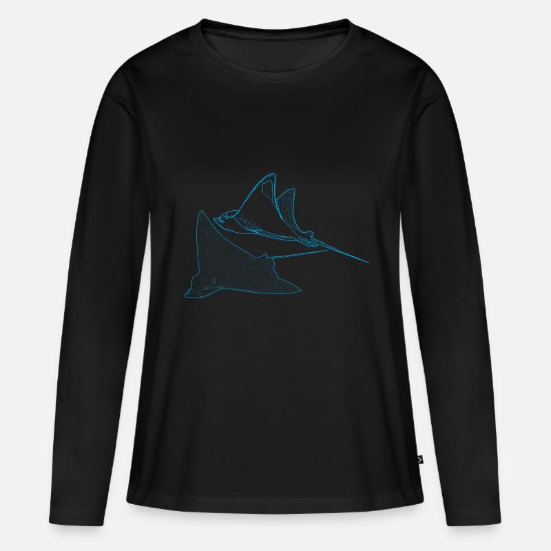 Rochen Pärchen - Frauen Premium Bio Langarmshirt - Schwarz