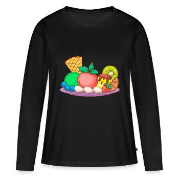 Crème glacée, crème glacée, crème glacée, crème glacée, boule, crème glacée, sundae - T-shirt manches longues Premium bio Femme - noir - Devant - Julia (174cm)
