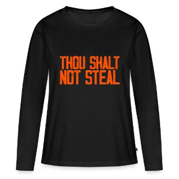 Tu ne voleras point 3 - T-shirt manches longues Premium bio Femme - noir - Devant - Julia (174cm)