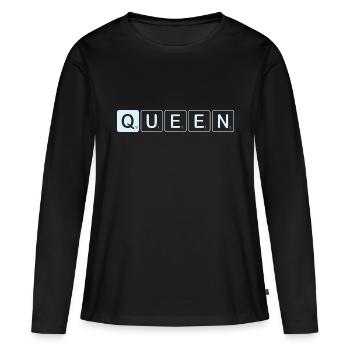 Carreaux de lettre vintage Confident Queen - T-shirt manches longues Premium bio Femme - noir - Devant - Julia (174cm)