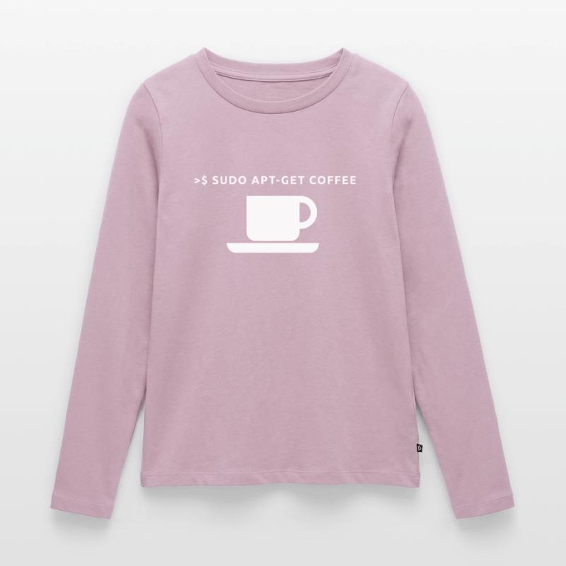 Lustiges Linux Kaffee Admin Shirt Pinguin Coder Frauen Premium Bio Langarmshirt