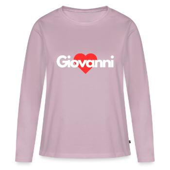 Giovanni - T-shirt manches longues Premium bio Femme - rose poudré - Devant - Julia (174cm)