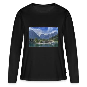 Vue sur la montagne - T-shirt manches longues Premium bio Femme - noir - Devant - Julia (174cm)