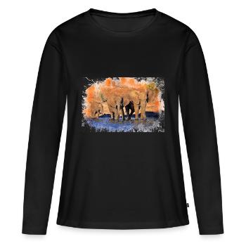 troupeau d'éléphants - T-shirt manches longues Premium bio Femme - noir - Devant - Julia (174cm)
