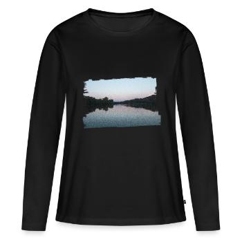 See am Abend - Frauen Premium Bio Langarmshirt - Schwarz - Vorne - Julia (174cm)