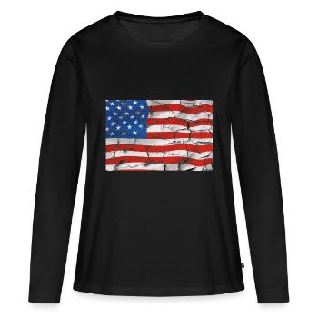 Amérique - T-shirt manches longues Premium bio Femme - noir - Devant - Julia (174cm)