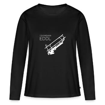 Flughafen Düsseldorf - Frauen Premium Bio Langarmshirt - Schwarz - Vorne - Julia (174cm)