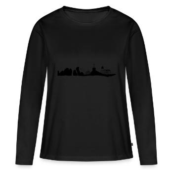 Detmold Panorama - T-shirt manches longues Premium bio Femme - noir - Devant - Julia (174cm)
