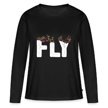 voler - T-shirt manches longues Premium bio Femme - noir - Devant - Julia (174cm)