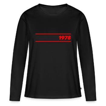 1978 - T-shirt manches longues Premium bio Femme - noir - Devant - Julia (174cm)