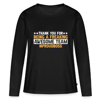 Merci d’être une équipe géniale 8 - T-shirt manches longues Premium bio Femme - noir - Devant - Julia (174cm)