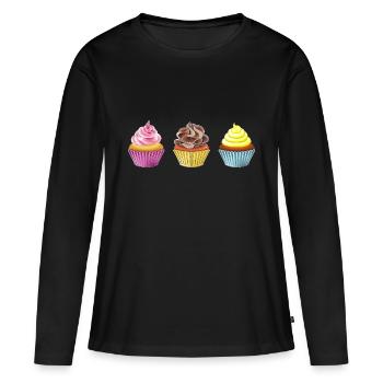 Muffins - T-shirt manches longues Premium bio Femme - noir - Devant - Julia (174cm)
