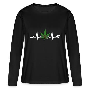 Weeding Hemp Leaf Heart Rate ECG Grass - Women's Premium Organic Long Sleeve Shirt - black - Front - Julia (174cm)