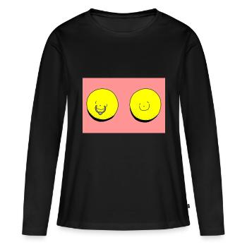 zitrone piercing rot - Frauen Premium Bio Langarmshirt - Schwarz - Vorne - Julia (174cm)