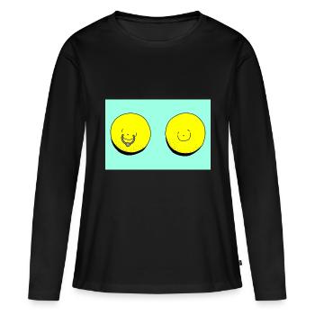 zitrone piercing tuerkis - Frauen Premium Bio Langarmshirt - Schwarz - Vorne - Julia (174cm)