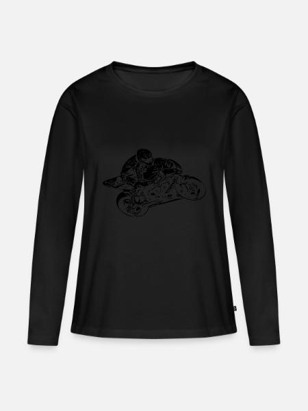 Moto Racer - Frauen Premium Bio Langarmshirt - Schwarz