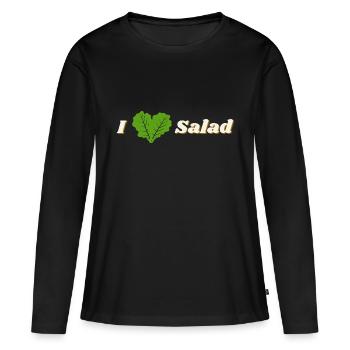 J’adore la salade - T-shirt manches longues Premium bio Femme - noir - Devant - Julia (174cm)