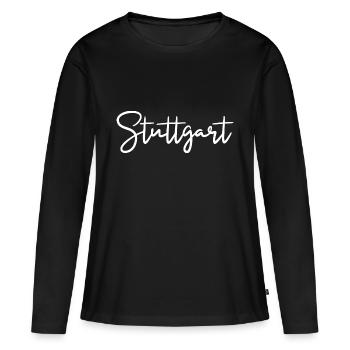 Stuttgart - Frauen Premium Bio Langarmshirt - Schwarz - Vorne - Julia (174cm)