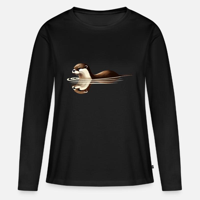 Fischotter - Frauen Premium Bio Langarmshirt - Schwarz