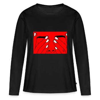 Visage rouge blanc - T-shirt manches longues Premium bio Femme - noir - Devant - Julia (174cm)