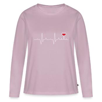 Verre à vin blanc - T-shirt manches longues Premium bio Femme - rose poudré - Devant - Julia (174cm)