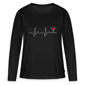 Verre à vin blanc - T-shirt manches longues Premium bio Femme - noir - Devant - Julia (174cm)