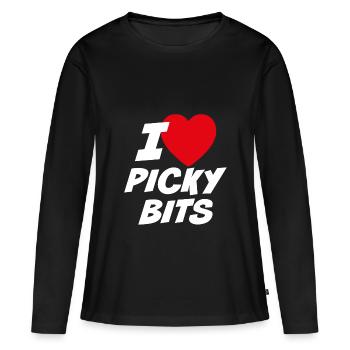 Ich liebe wählerische Bits - Frauen Premium Bio Langarmshirt - Schwarz - Vorne - Julia (174cm)