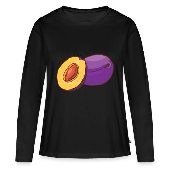 Prunes Pruneaux prunes - T-shirt manches longues Premium bio Femme - noir - Devant - Julia (174cm)