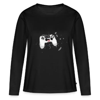 Gaming - T-shirt manches longues Premium bio Femme - noir - Devant - Julia (174cm)