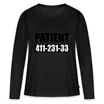 patient 666 - T-shirt manches longues Premium bio Femme - noir - Devant - Julia (174cm)