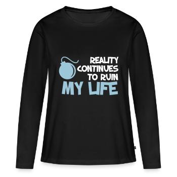 Citations drôles. Citation. Humour. cadeau - T-shirt manches longues Premium bio Femme - noir - Devant - Julia (174cm)