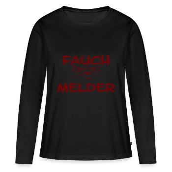 "Fauch détecteur" chat rouge - T-shirt manches longues Premium bio Femme - noir - Devant - Julia (174cm)