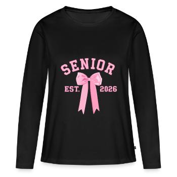 Senior 2026 avec ruban rose - T-shirt manches longues Premium bio Femme - noir - Devant - Julia (174cm)
