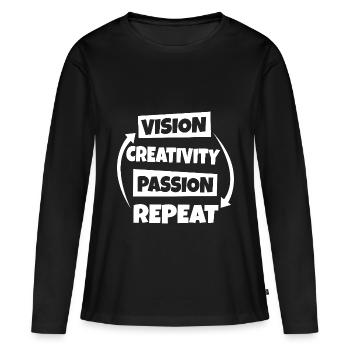 Vision Créativité Passion - T-shirt manches longues Premium bio Femme - noir - Devant - Julia (174cm)