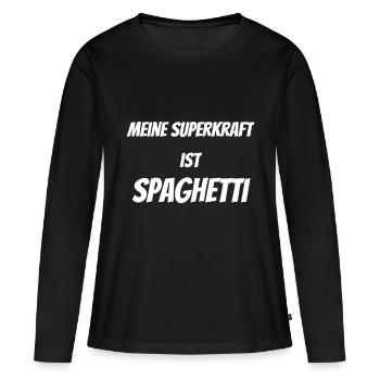 spaghetti - T-shirt manches longues Premium bio Femme - noir - Devant - Julia (174cm)