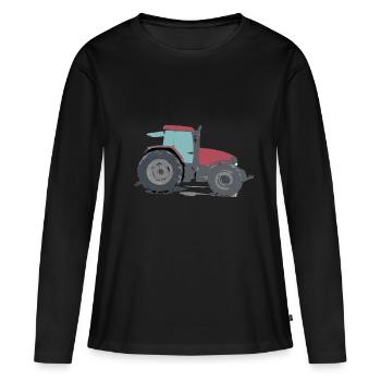 Tracteur agricole rouge - T-shirt manches longues Premium bio Femme - noir - Devant - Julia (174cm)