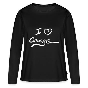 I love Crange - Frauen Premium Bio Langarmshirt - Schwarz - Vorne - Julia (174cm)