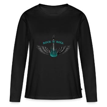ROCK N ROLL - T-shirt manches longues Premium bio Femme - noir - Devant - Julia (174cm)