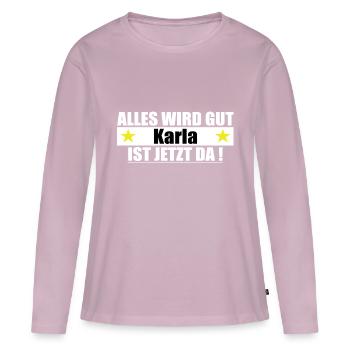 Karla Name Vorname Geburtstag - Frauen Premium Bio Langarmshirt - Altrosa - Vorne - Julia (174cm)