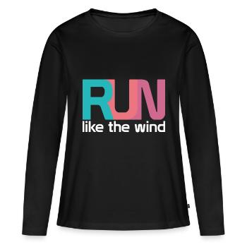 RUN - T-shirt manches longues Premium bio Femme - noir - Devant - Julia (174cm)