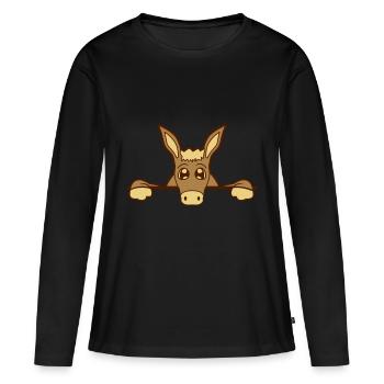 mur de mur moitié zone de texte de texte écrire petit - T-shirt manches longues Premium bio Femme - noir - Devant - Julia (174cm)