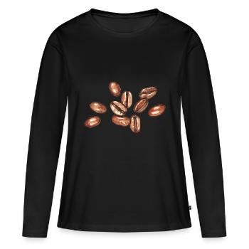 café en grains - T-shirt manches longues Premium bio Femme - noir - Devant - Julia (174cm)