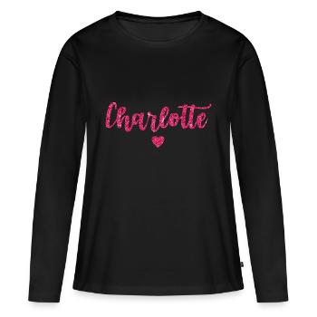 Charlotte Heart Pink - Women's Premium Organic Long Sleeve Shirt - black - Front - Julia (174cm)