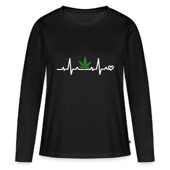 Cannabis Leaf ECG - Women's Premium Organic Long Sleeve Shirt - black - Front - Julia (174cm)
