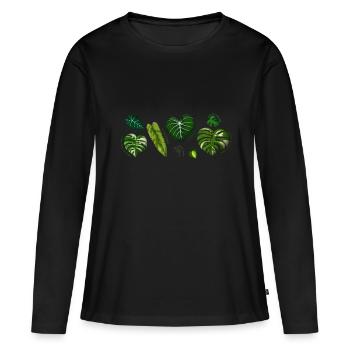 Botanical Strip - T-shirt manches longues Premium bio Femme - noir - Devant - Julia (174cm)