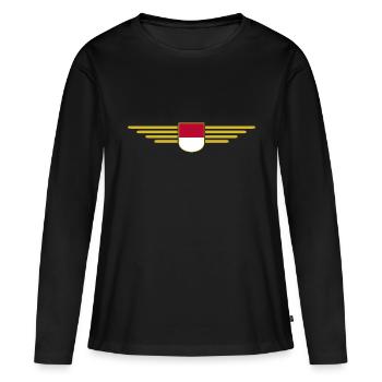 Indonésie Jakarta Fan Outfit Design T Shirt - T-shirt manches longues Premium bio Femme - noir - Devant - Julia (174cm)