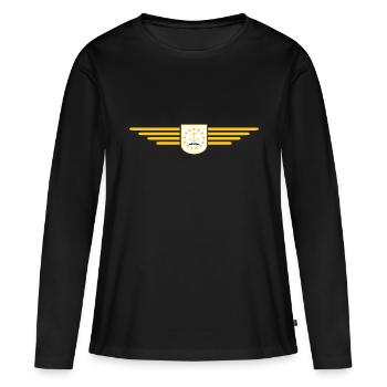 T-shirt Rhode Island Fan – Élégant et unique - T-shirt manches longues Premium bio Femme - noir - Devant - Julia (174cm)